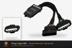 Plug type 601 — Mitsubishi Pajero Sport · 2015–Dec 2019 — clear side-inset studio — please match to confirm your vehicle