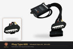 Plug type 609 — Mitsubishi Pajero NX · 2014–2021 — clear side-inset studio — please match to confirm your vehicle