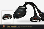 Plug type T63 — Toyota Hilux · 2000–2004 (5-pin pedal) — clear side-inset studio — please match to confirm your vehicle